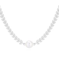 Brass Jewelry Necklace, with Plastic Pearl, with 60mm extender chain, plated, for woman 305mm Approx 12 Inch 