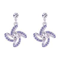 Cubic Zirconia Micro Pave Brass Earring, Pinwheel, platinum plated, micro pave cubic zirconia & for woman 26*17mm 