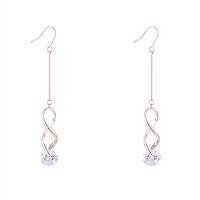 Cubic Zircon Brass Earring, with Cubic Zirconia, plated, for woman 77*12mm 