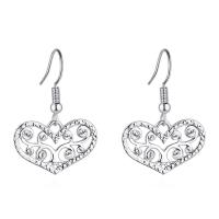 Cubic Zirconia Micro Pave Brass Earring, Heart, platinum plated, micro pave cubic zirconia & for woman 31*21mm 
