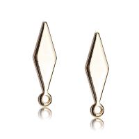 Brass Earring Stud Component, Rhombus, real gold plated, DIY & with loop, 18*5mm 