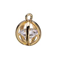 Cubic Zirconia Brass Pendants, real gold plated, DIY & with cubic zirconia, 9.9*7.5mm Approx 1mm 