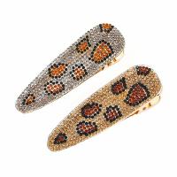 Alligator Hair Clip, Zinc Alloy, plated, fashion jewelry & for woman & with rhinestone & leopard pattern 