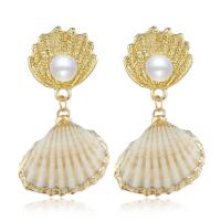 Boucle d'oreille en alliage de zinc en plastique perle, avec perle de plastique, Placage, bijoux de mode & pour femme Vendu par paire