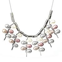 Zinc Alloy Necklace, with Plastic Pearl, with 5cm extender chain, silver color plated, for woman .9 Inch 