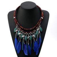 Zinc Alloy Necklace, with Feather & Nylon Cord & Acrylic, plated, for woman .4 Inch 