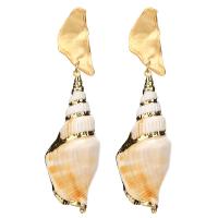 Zinc Alloy Drop Earring, with Shell, stainless steel post pin, plated, for woman, 90mm 