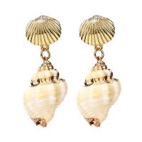 Zinc Alloy Drop Earring, with Shell, stainless steel post pin, plated, for woman, 55mm 
