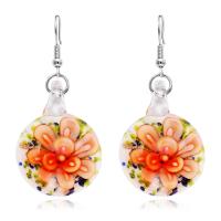 Lampwork Drop Earring, Round, for woman 19mm 