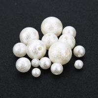 Mode Kunststoff-Perlen, Kunststoff, rund, verschiedene Größen vorhanden, weiß, ca. 100PCs/Tasche, verkauft von Tasche