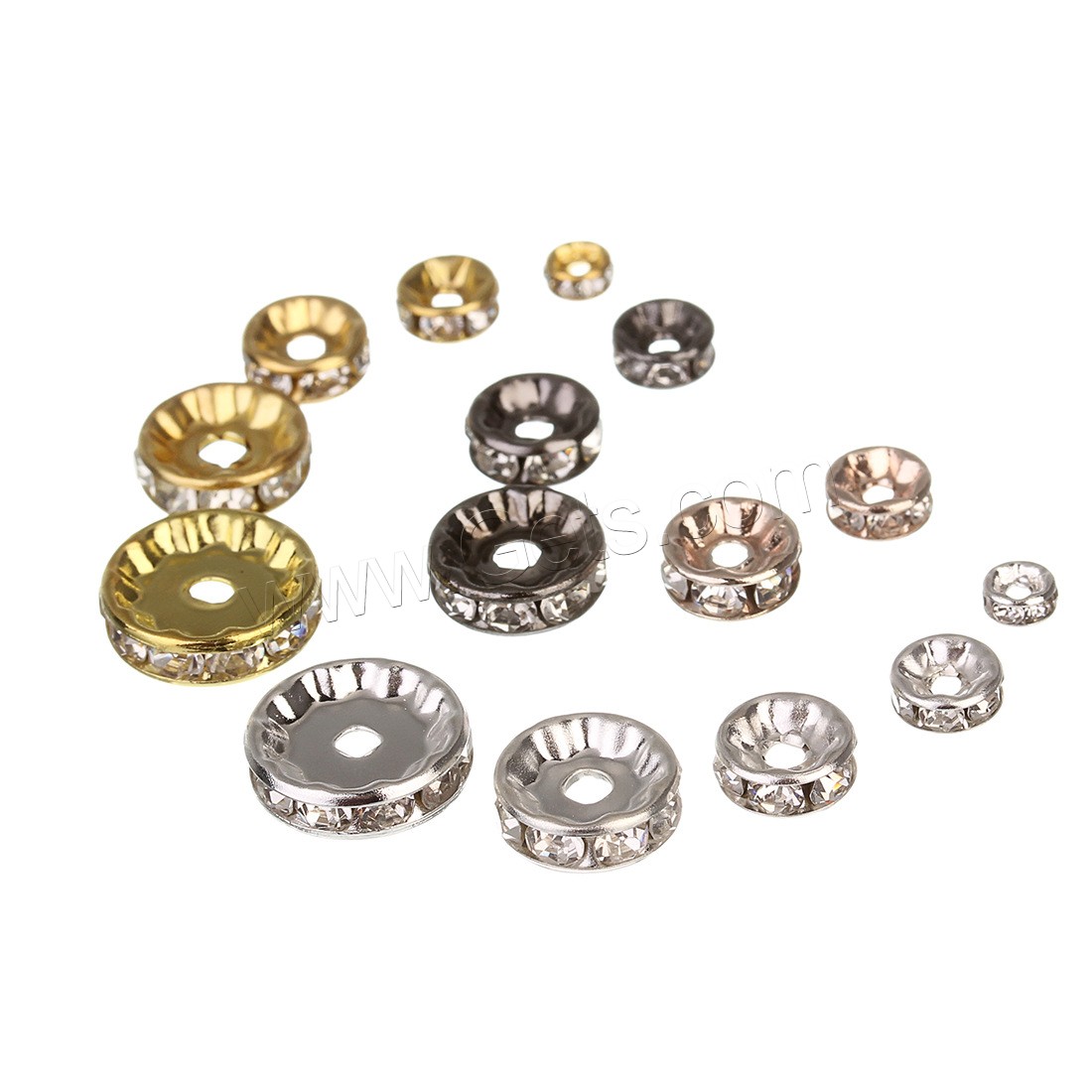 Iron Spacer Beads, Donut, plated, different size for choice & with rhinestone, more colors for choice, Approx 50PCs/Bag, Sold By Bag