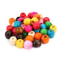 Gefärbtes Holz Perlen, Trommel, großes Loch, keine, 11x12.5mm, Bohrung:ca. 5mm, ca. 200PCs/Tasche, verkauft von Tasche