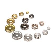 Eisen Spacer Perlen, Kreisring, plattiert, verschiedene Größen vorhanden & mit Strass, keine, ca. 50PCs/Tasche, verkauft von Tasche