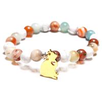 Natural Stone Bracelet, with Zinc Alloy, Cat, plated, Unisex 8mm Approx 7-7.5 Inch 