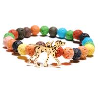 Lava Bracelet, with Zinc Alloy, Dog, plated, Unisex 8mm Approx 7-7.5 Inch 