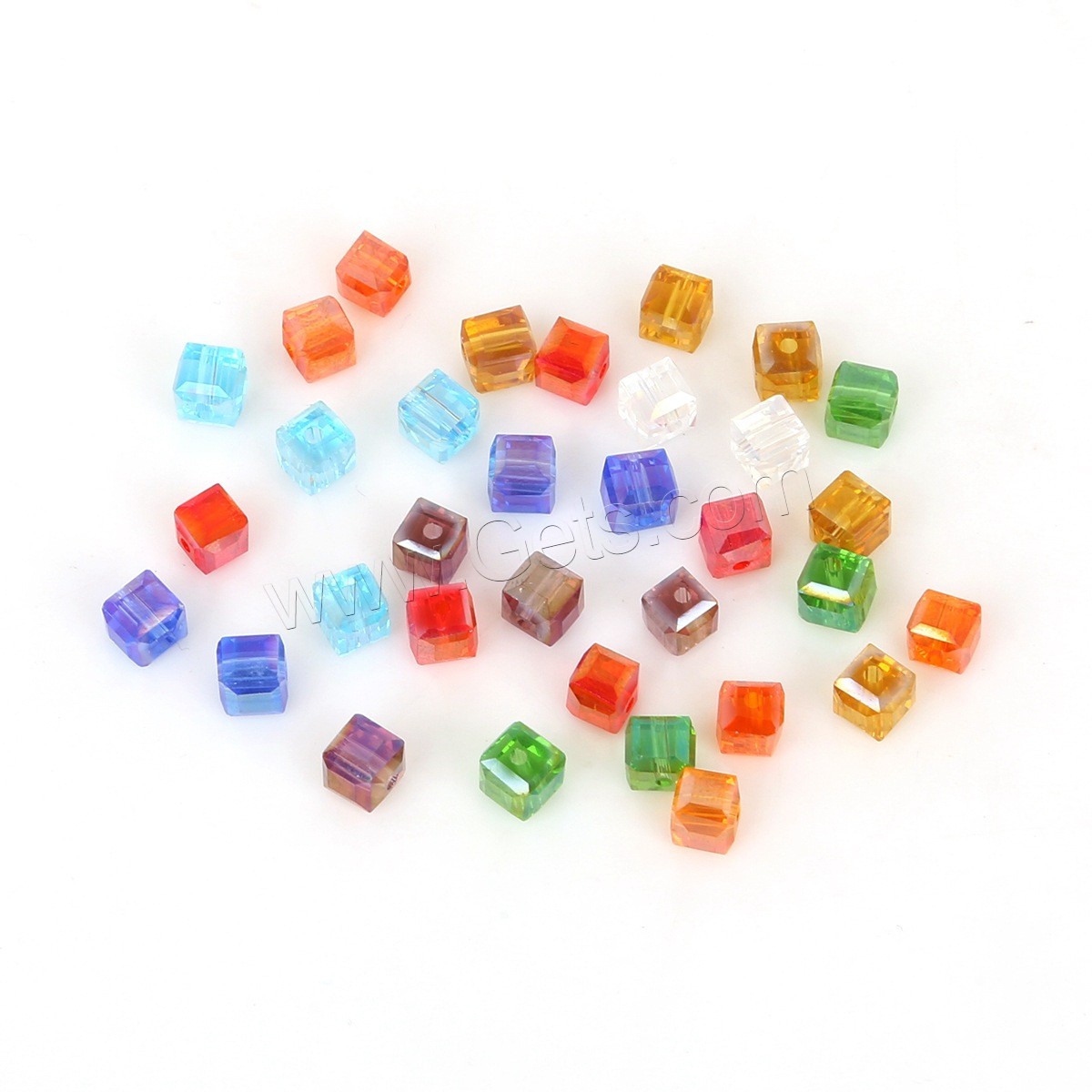 Glass Beads, Square, different size for choice, more colors for choice, Hole:Approx 1mm, Sold By Bag