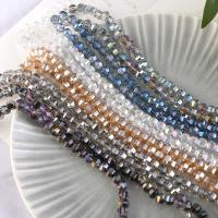 Plaqué Perles de verre, Rond, Placage, facettes, plus de couleurs à choisir, 8mm Environ 1mm Vendu par brin