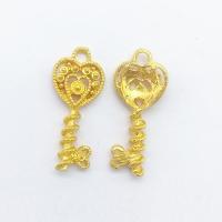Zinc Alloy Key Pendants, gold color plated, hollow Approx 1mm 