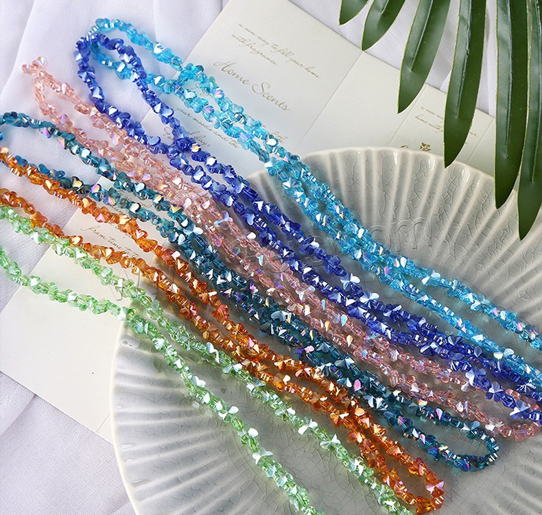 Glass Beads, Butterfly, plated, different size for choice, more colors for choice, Hole:Approx 1mm, 100PCs/Strand, Sold By Strand