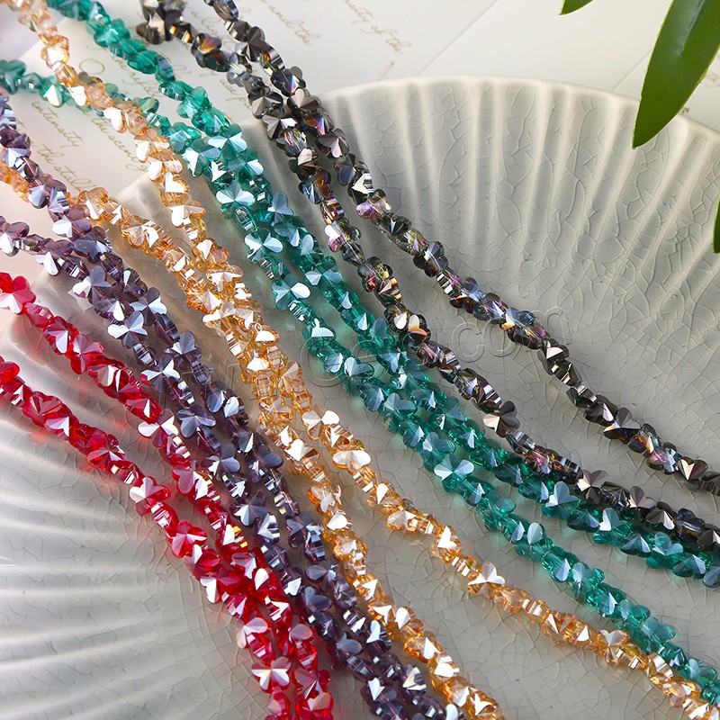 Glass Beads, Flower, plated, different size for choice, more colors for choice, Hole:Approx 1mm, Sold By Strand
