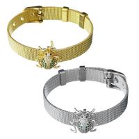 Stainless Steel Chain Bracelets, with Brass, Insect, plated, Unisex & mesh chain & micro pave cubic zirconia 10mm Approx 8.5 Inch 