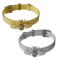 Stainless Steel Chain Bracelets, with Brass, Insect, plated, Unisex & mesh chain & micro pave cubic zirconia 10mm Approx 8.5 Inch 