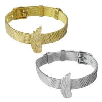 Stainless Steel Chain Bracelets, with Brass, plated, Unisex & mesh chain & micro pave cubic zirconia 10mm Approx 8.5 Inch 