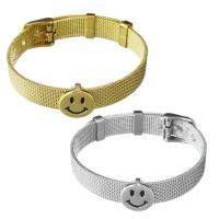 Bracelets en acier inoxydable, avec laiton, Visage de sourire, Placage, unisexe & chaîne de maille, plus de couleurs à choisir 10mm Environ 8.5 pouce, Vendu par brin