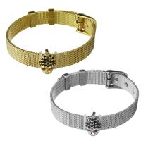 Stainless Steel Chain Bracelets, with Brass, plated, Unisex & mesh chain & micro pave cubic zirconia 10mm Approx 8.5 Inch 