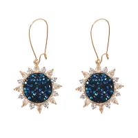 Zinc Alloy Rhinestone Leverback Earring, Flower, plated, fashion jewelry & for woman & with rhinestone, sapphire 