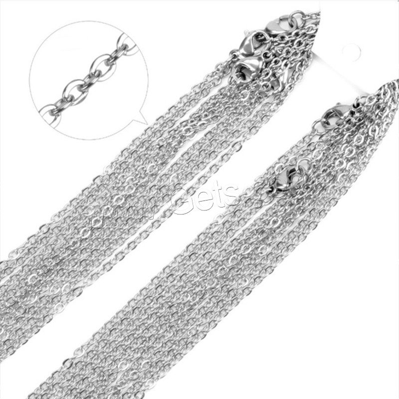 Stainless Steel Chain Jewelry, plated, fashion jewelry & Unisex & different size for choice, more colors for choice, Length:Approx 19.6 Inch, 10PCs/Bag, Sold By Bag