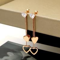 Titanium Steel Earrings, plated, fashion jewelry & for woman, rose gold color 
