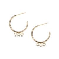 Brass Earring Stud Component, real gold plated, DIY & with loop, 1.5*21.4mm 