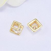 Cubic Zirconia Brass Pendants, with Cubic Zirconia, real gold plated, 10.3*10mm 