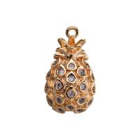 Cubic Zirconia Micro Pave Brass Pendant, Pineapple, real gold plated, DIY & micro pave cubic zirconia, 16.9*9.6mm Approx 1mm 