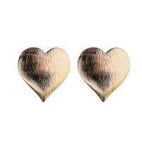 Brass Earring Stud Component, Heart, real gold plated, DIY & with loop, 18.61*18.9mm 