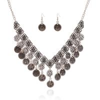 Fashion Zinc Alloy Jewelry Sets, earring & necklace, with 50mm extender chain, antique silver color plated, for woman, 450mm 