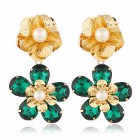 Plastic Pearl Zinc Alloy Earring, with Crystal & Plastic Pearl, Flower, plated, fashion jewelry & for woman 
