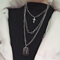 Zinc Alloy Necklace, silver color plated, three layers & vintage & for man, 450mm,600mm,700mm 