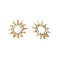 Zinc Alloy Rhinestone Stud Earring, stainless steel post pin, gold color plated, for woman & with rhinestone, 24mm 