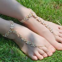Zinc Alloy Toe Anklet, with 10cm extender chain, plated, for woman & with rhinestone .48 Inch 