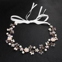 Bridal Hair Band, Zinc Alloy, with Crystal & Plastic Pearl, silver color plated, for woman & with rhinestone, 380*35mm 