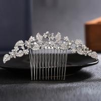 Decorative Hair Combs, Zinc Alloy, plated, for woman & with rhinestone 115*55mm 