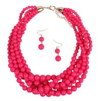 Perlas plásticas Conjunto de joya, pendiente & collar, con 80mm extender cadena, Joyería & para mujer, más colores para la opción, longitud:aproximado 18 Inch, Vendido por Sarta