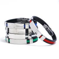 Silicone Bracelet, with Stainless Steel, for man 1cm Approx 8.2 Inch 