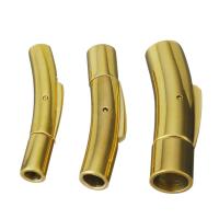 acero inoxidable abalorios de tubo curvado, chapado en oro de 18 K, diverso tamaño para la opción, Vendido por UD