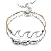 Zinc Alloy Anklet, silver color plated, oval chain & for woman, 45mm, 58mm Approx 9.8 Inch, Approx  10.2 Inch 
