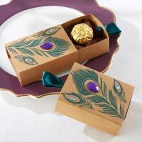 Wedding Candy Box, Kraft, Rectangle, printing, wedding gift & with rhinestone, brown 