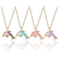 Enamel Zinc Alloy Necklace, with 5cm extender chain, Dolphin, gold color plated, oval chain & for woman Approx 17.72 Inch 