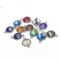 Resin Stainless Steel Pendant, 304 Stainless Steel, with Resin, plated, double-hole 